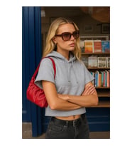Kadın Kapüşonlu Cepli Crop Sweatshirt