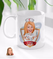 BK Gift Kişiye Özel İsimli Hemşire Karikatürlü Beyaz Kupa Bardak-1