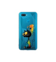 Oppo A5S ile Uyumlu Splash Kedi Tasarımlı Şeffaf Silikon Kılıf