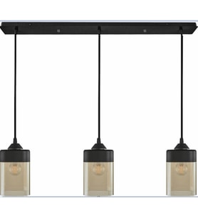 RİOLİGHT RETRO,RUSTİK,VİNTAGE SİYAH METAL GÖVDE 3XE27 DUYLU CAM BAŞLIK MASA ÜSTÜ  AVİZE UZUNLUK:60CM
