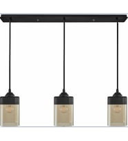 RİOLİGHT RETRO,RUSTİK,VİNTAGE SİYAH METAL GÖVDE 3XE27 DUYLU CAM BAŞLIK MASA ÜSTÜ  AVİZE UZUNLUK:60CM