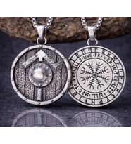 Viking Kalkanı Kolye Erkek Norse Rune Tasarım Savaşçı Tarzı Çelik Kolye Hediye