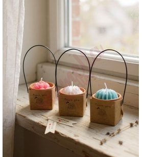 Mumelia Candles Mini Kiremit Saksıda Kaktüs Hediyelik - (15 Adet) El Yapımı %100 Doğal Soya Wax Kokulu Dekoratif Mum