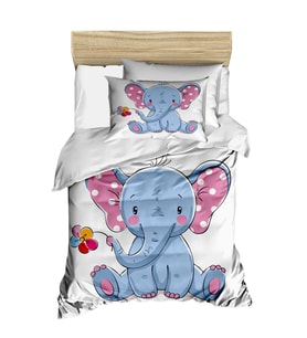 Dijital Baskılı 3d Pamuklu Yenidoğan Bebek Nevresim Takımı Cute Elephant
