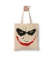Joker Face Beyaz Bez Çanta Uzun Saplı Alışveriş Çantası Plaj Çantası