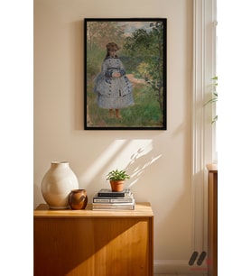Claude Monet Bahçede Kız Çocuk, Siyah Çerçeveli Duvar Tablosu - Sanatsever Hediyesi