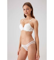 Pierre Cardin Premium Kadın Milan Balenli Push Up Dolgulu Dantelli Sütyen ve Külot Takımı