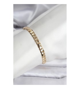 Mey İthalat® 14K Gold Renk Kaplama Ezme Zincir Model Kadın Bileklik