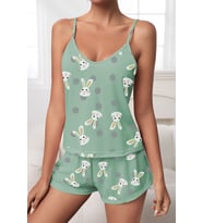 Berry Askılı Şort Pijama Takımı (Yeşil)