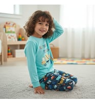 Erkek Çocuk Pamuklu Rainbow Track Baskılı Uzun Kollu 2'li Takım CB1081