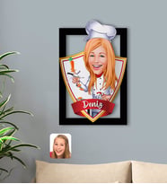 BK Gift Kişiye Özel İsimli Kadın Chef Karikatürlü 3D Ahşap Tablo
