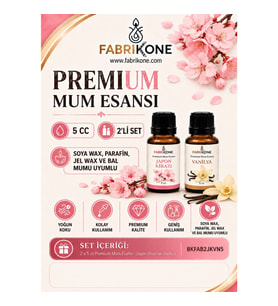 Premium Mum Esansı 5 cc 2'li Set - Japon Kirazı, Vanilya - Soya Wax, Parafin, Jel Wax ve Bal Mumu Uyumlu BKFAB2JKVN5