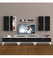 Decoraktiv Ekoflex 8D Mdf Gold Tv Ünitesi Tv Sehpası - Beyaz Siyah (Siyah - Beyaz)