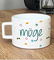 Kişiye Özel İsme Özel Hediye Lüks Fincan Yaz Temalı Desenli (Beyaz)