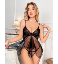 Amora Secret Tül Göğüs Kısmı Dantel Mini Gecelik