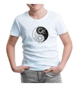 Suns Yin Yang Beyaz Çocuk Tshirt