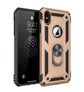 Durukar® iPhone X Kılıf Sofya Yüzüklü Silikon Kapak - Gold