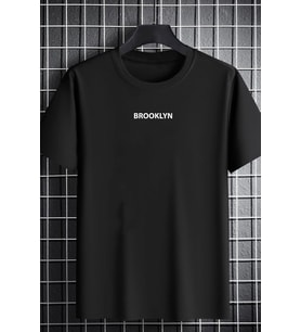 Unisex Brooklyn Baskılı T-shirt (Siyah)