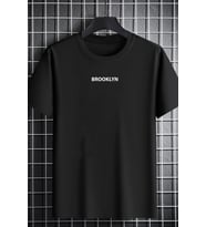 Unisex Brooklyn Baskılı T-shirt (Siyah)