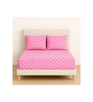 Desenli 140 x 200 cm Pembe Yıldız Lastikli Çarşaf ve 2 Adet Yastık Kılıfı