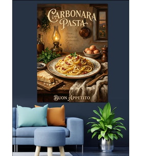 Carbonara Pasta Tarifi Mutfak Tabelası Dekoratif Kanvas - Mdf Ahşap Tablo