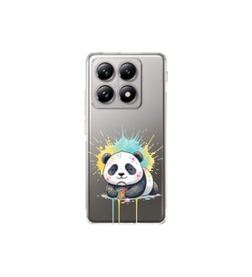 Xiaomi Mi 14T Pro ile Uyumlu Splash Panda Tasarımlı Şeffaf Silikon Kılıf