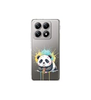 Xiaomi Mi 14T Pro ile Uyumlu Splash Panda Tasarımlı Şeffaf Silikon Kılıf