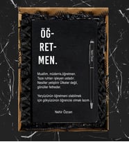Öğretmen Tasarımlı Deri Defter Ve Metal Roller Kalem (Siyah)