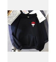 Itachi Uchiha Logo Ön-Arka Baskılı Kapşonlu Sweatshirt