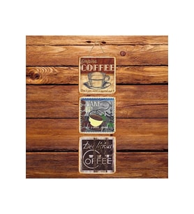 Empire Coffee Üçlü Retro Ahşap Poster