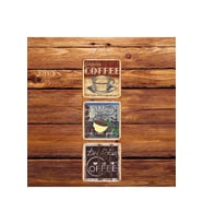 Empire Coffee Üçlü Retro Ahşap Poster