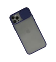Newface Apple iPhone 11 Pro Max Kılıf Palm Buzlu Kamera Sürgülü Silikon - Lacivert