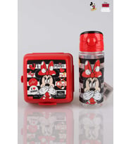 YENİ SEZON LİSANSLI MINNIE MOUSE BESLENME KABI VE TRITAN MATARA 500 ML BESLENME SETİ (Kırmızı)