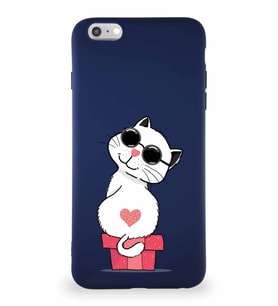 Apple iPhone 6S Plus Soft Premier Kapak Coolcat Tasarımlı Silikon Kılıf - Lacivert (Şeffaf)