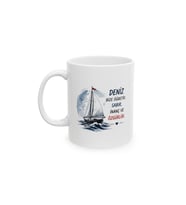Deniz Bize Öğretir Sabır İnanç ve Özgürlük Yelkenli Porselen Kahve Kupası 330 ml KF31052612