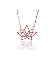 Lotus Çiçeği Rose Renk Bayan Gümüş Kolye