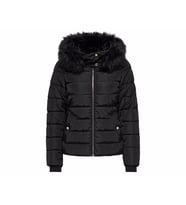 Only Onlcamilla Quilted Furhood Jacket Cc Otw Kadın Günlük Mont 15204607-BLACK Siyah