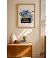 Pokemon Squirtle Poster, Ahşap Çerçeveli Duvar Tablosu - Anime Severlere Özel Hediye