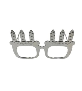 Parti Gözlük Plastik Camsız Mumlu Şekilli Gümüş 14x6 cm