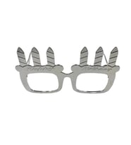 Parti Gözlük Plastik Camsız Mumlu Şekilli Gümüş 14x6 cm