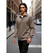 Erkek Oversize Polo Yaka Triko Kazak Kışlık Kalın Yapısı ve Rahat Standart Kol Kesimi Kaliteli