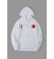 Biçomi 10 Kasım’a Özel Termal Konforlu Şardonlu Üç İplik Kapüşonlu Sweatshirt - Beyaz