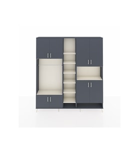 Arges Dolap 18 Raflı 8 Kapaklı Tek Askılı 220x30x243 Antrasit-Antrasit/Aytaşı