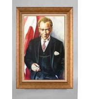 Altın Varaklı Paspartulu Çerçeveli Atatürk Tablo nt1235