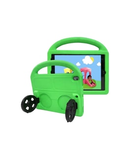 Apple iPad Pro 10.5 (7.Nesil) Uyumlu Zore Wheel Car Tekerlek Standlı Tablet Eva Silikon Kılıf (Açık Yeşil)