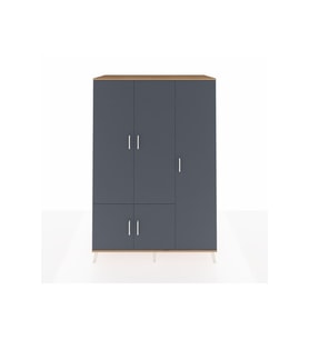Kronos Dolap 7 Raflı 5 Kapaklı Tek Askılı 132x59x195 Çam-Antrasit/Aytaşı