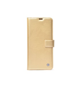 Samsung Galaxy S10 Uyumlu Kılıf Zore Kar Deluxe Kapaklı Kılıf (Gold)