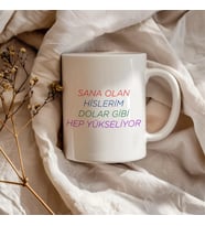 Sana Olan Hislerim Dolar Gibi Hep Yükseliyor Komik Eğlenceli Sözlü Hediyelik Kupa Bardak
