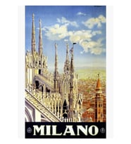 Milano Italya Seyahat Poster Tablo Ahşap Poster Dekoratif Restore Edildi