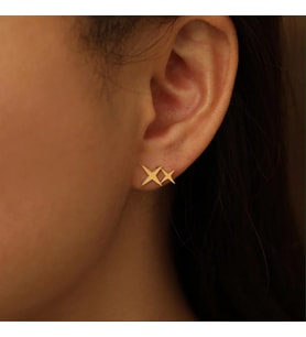 Kişiye Özel 925 Ayar Gümüş Minimalist Parıltı Küpe (Gold)